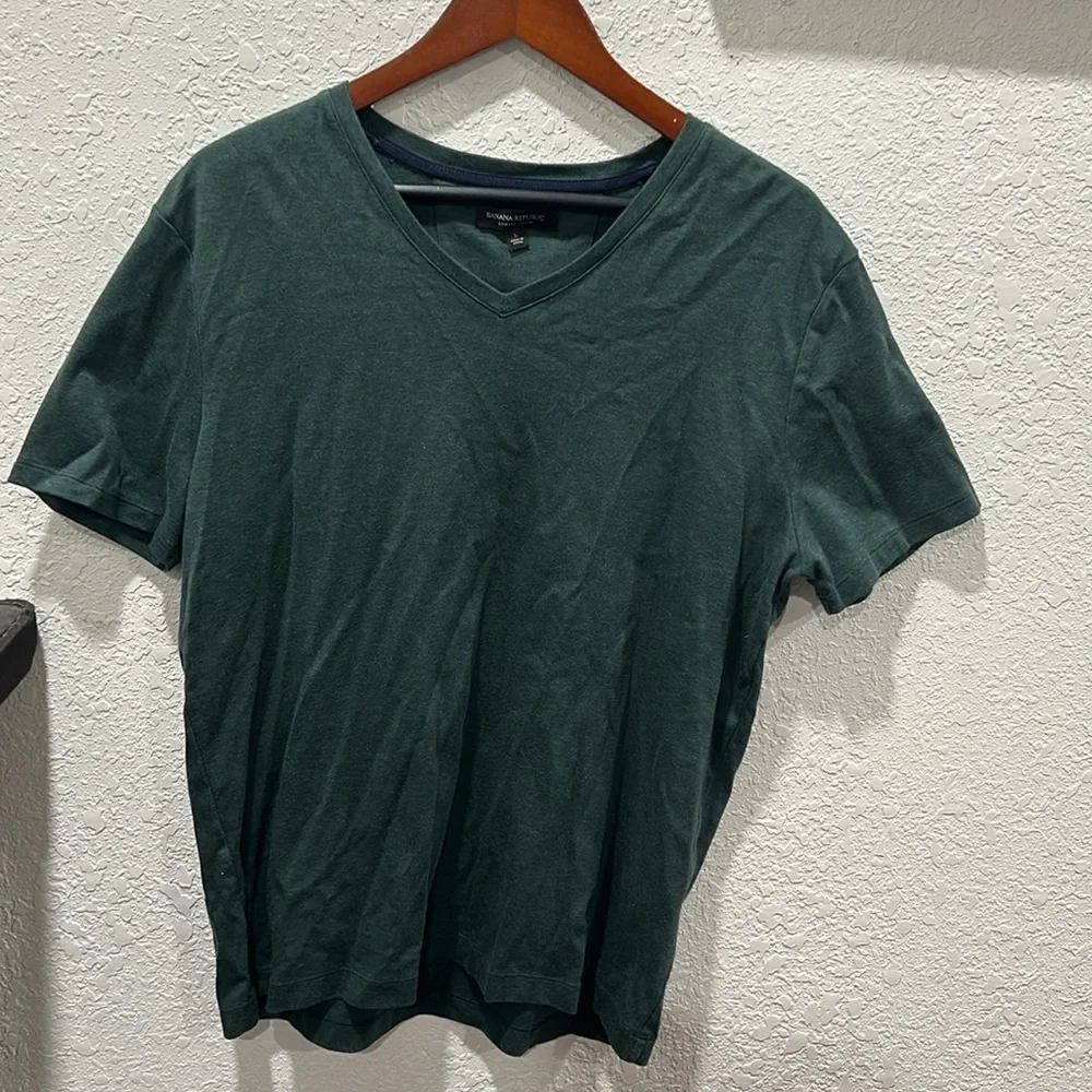 Banana Republic luxury touch green short sleeve Men’s  shirt size L GUC